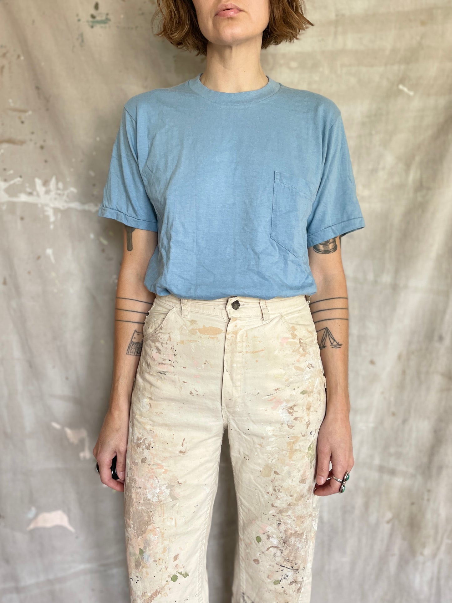 70s Blank Sky Blue Pocket Tee