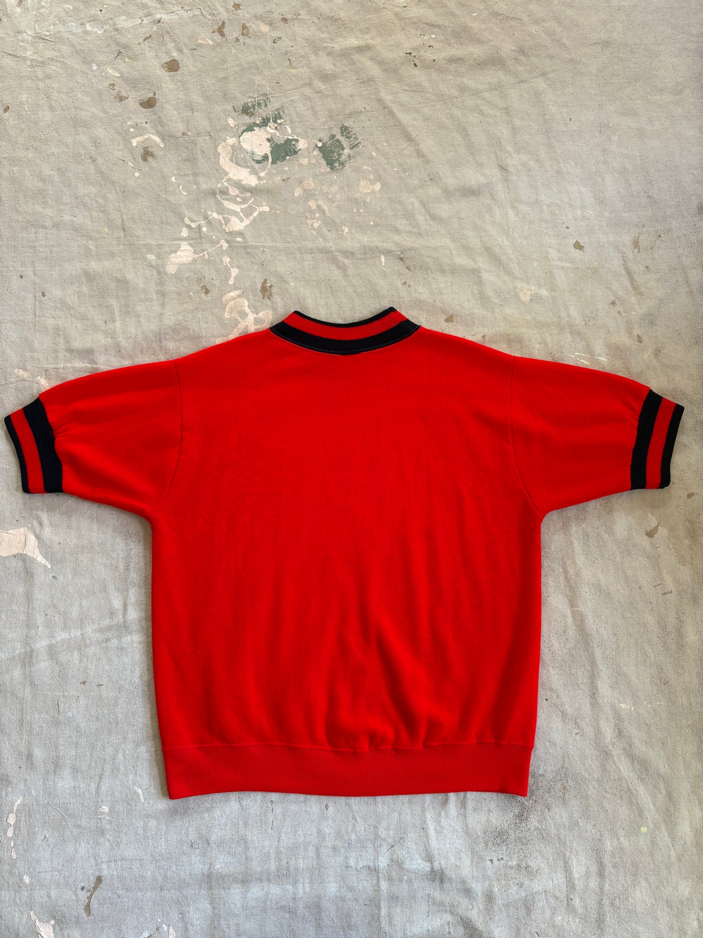Vintage 70s Springfoot Red And Blue Short Sleeve Sweatshirt
