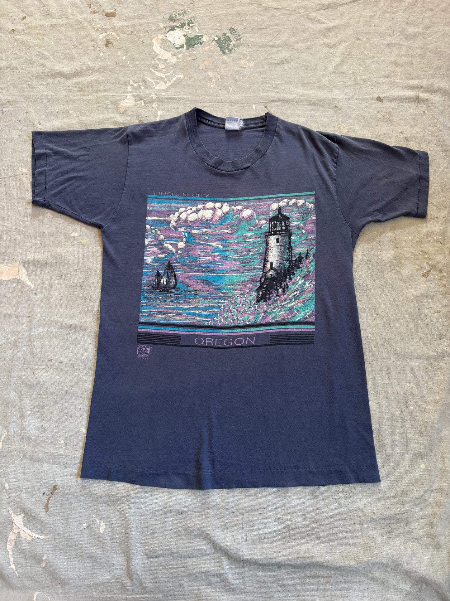 Vintage 90s Lincoln City Oregon Lighthouse Tee