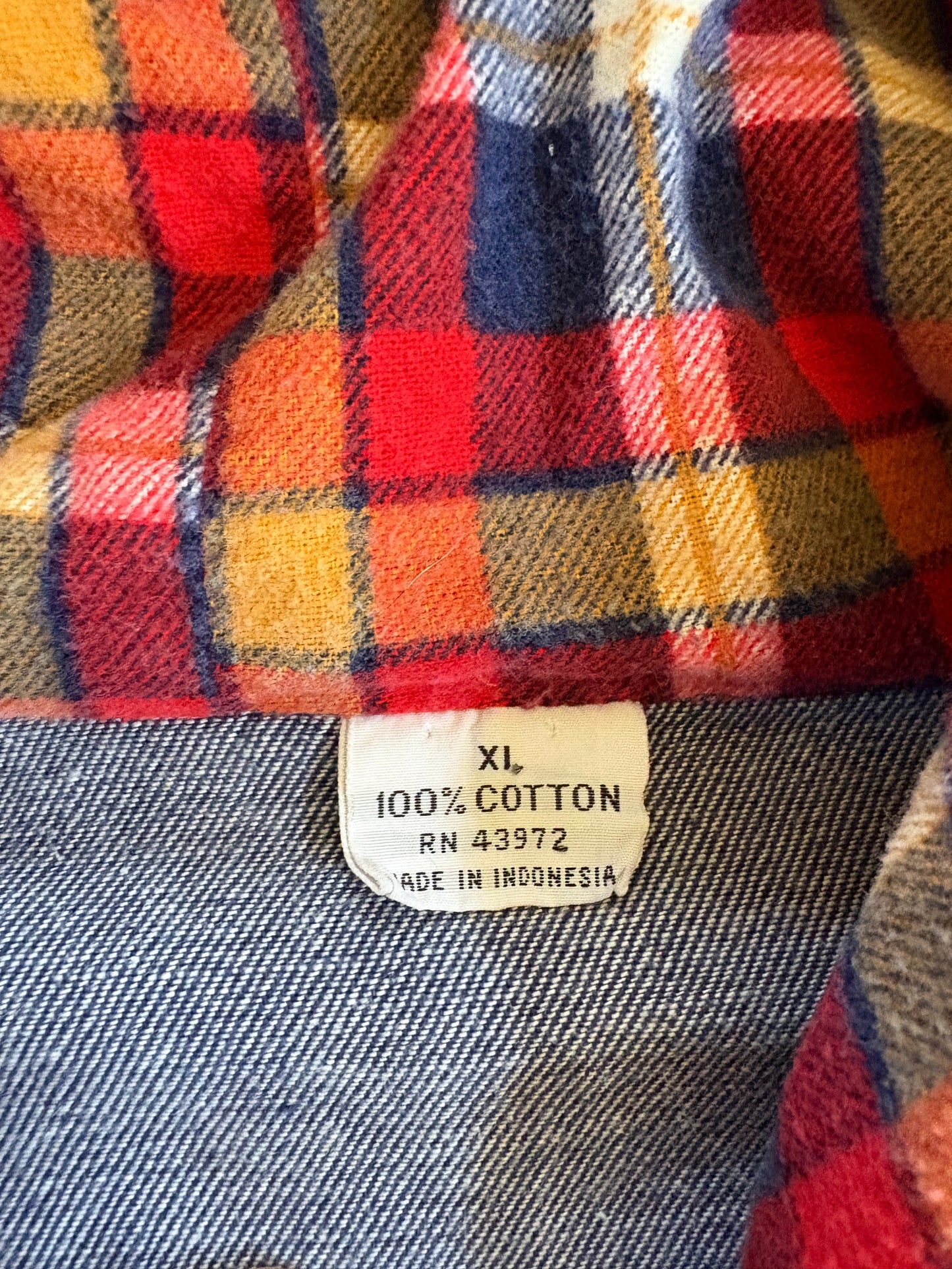 Vintage 80s Plaid Detail Jean Coat