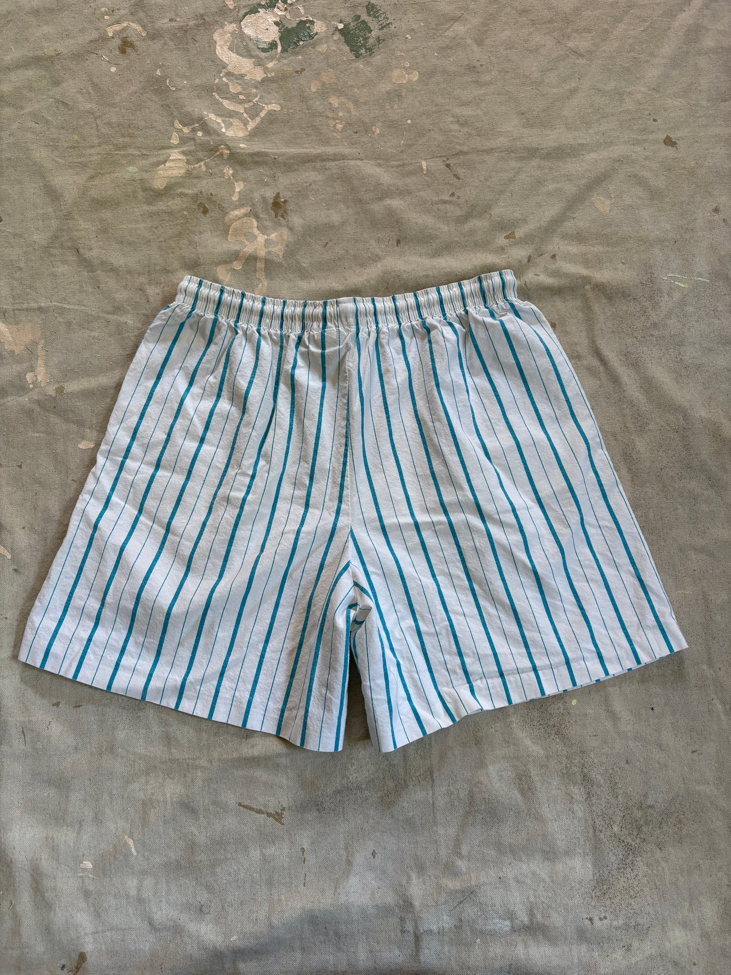 Vintage 80s Turquoise And White Striped Shorts