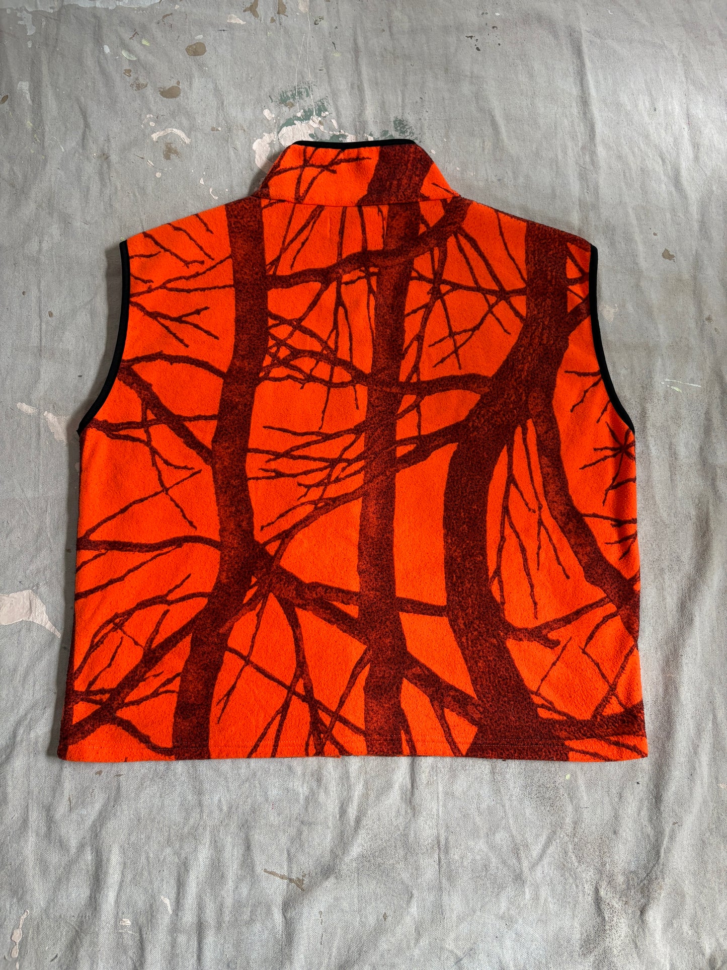 Vintage 90s/Y2K WFS Fleece Safety Orange Camo Vest