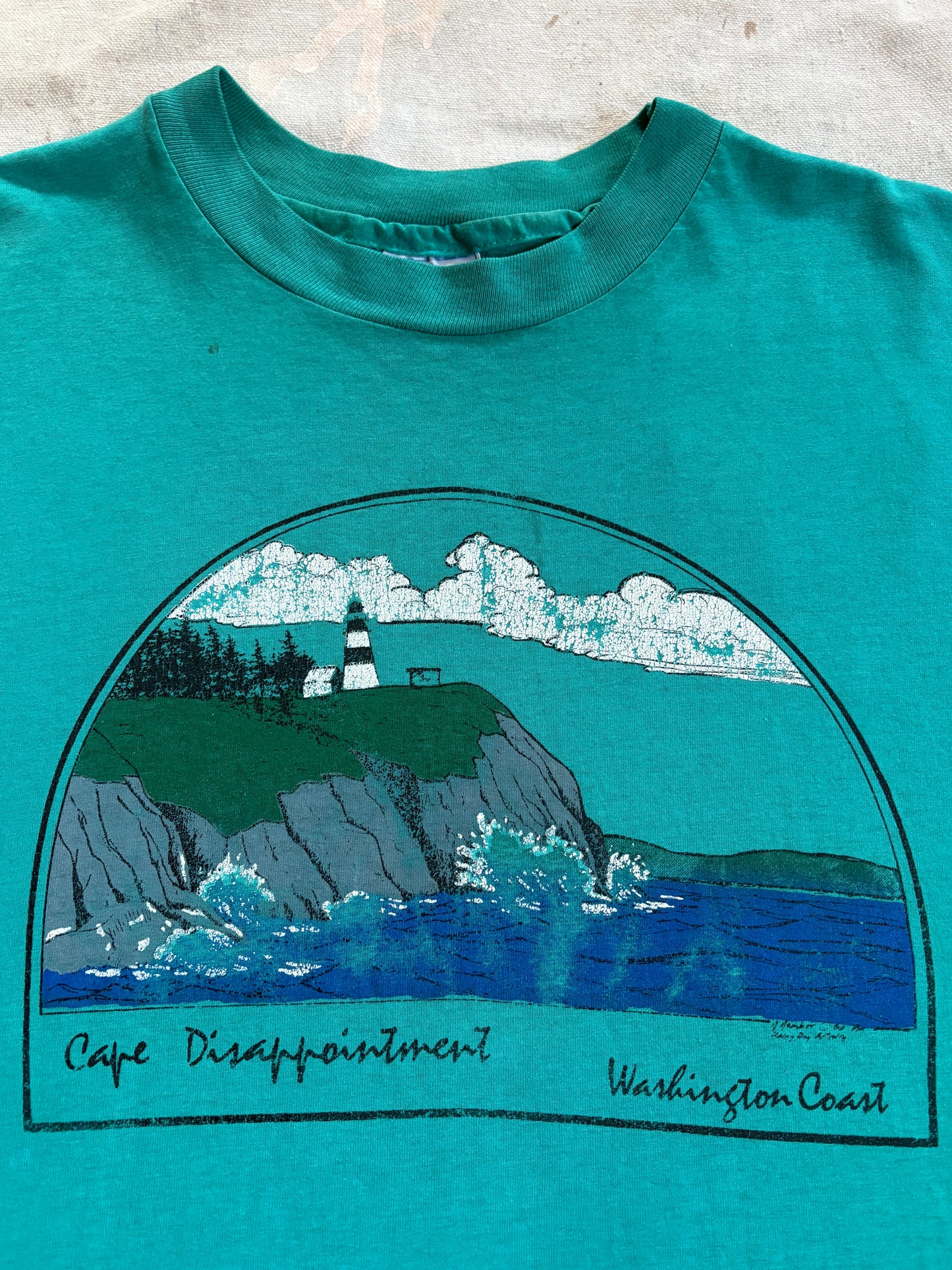 Vintage 90s Cape Disappointment Washington Coast Tee
