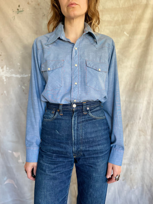 80s Big Mac Pearl Snap Chambray Shirt