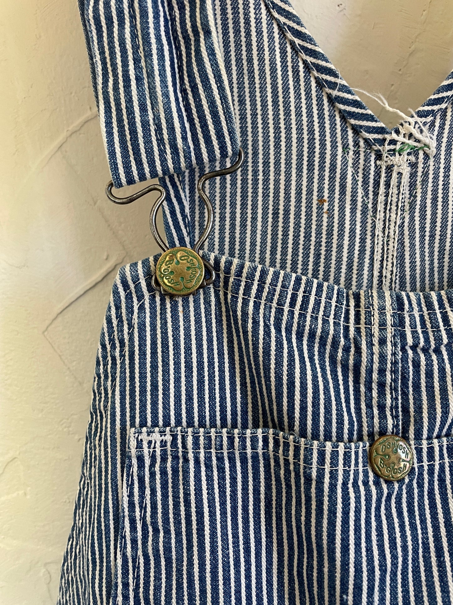 70s OshKosh Hickory Stripe Overalls Cut-offs
