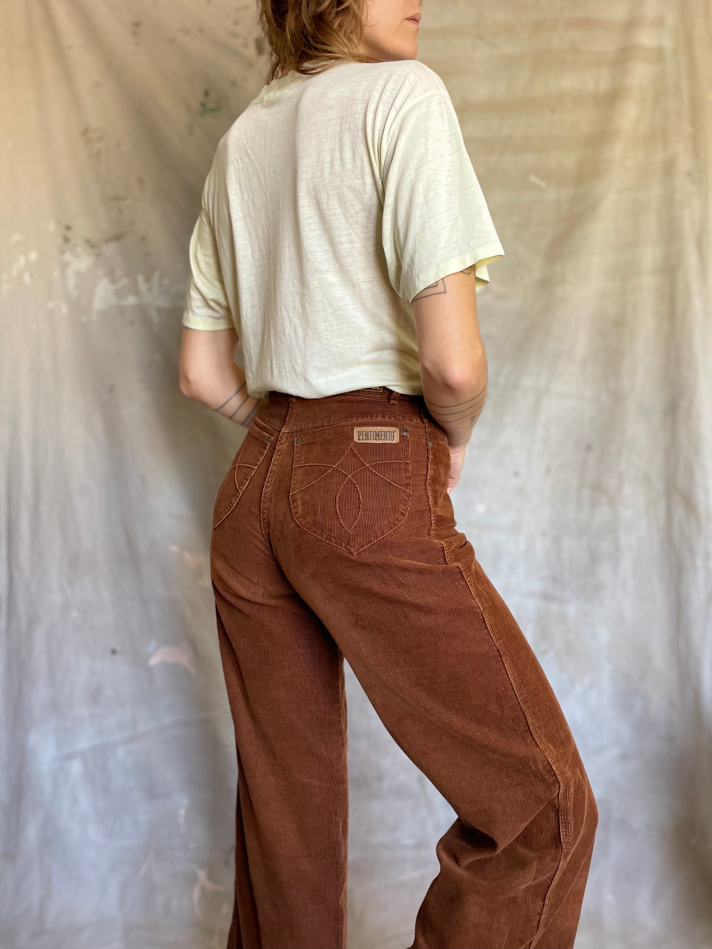 70s Wide Leg Rust Corduroy Pants