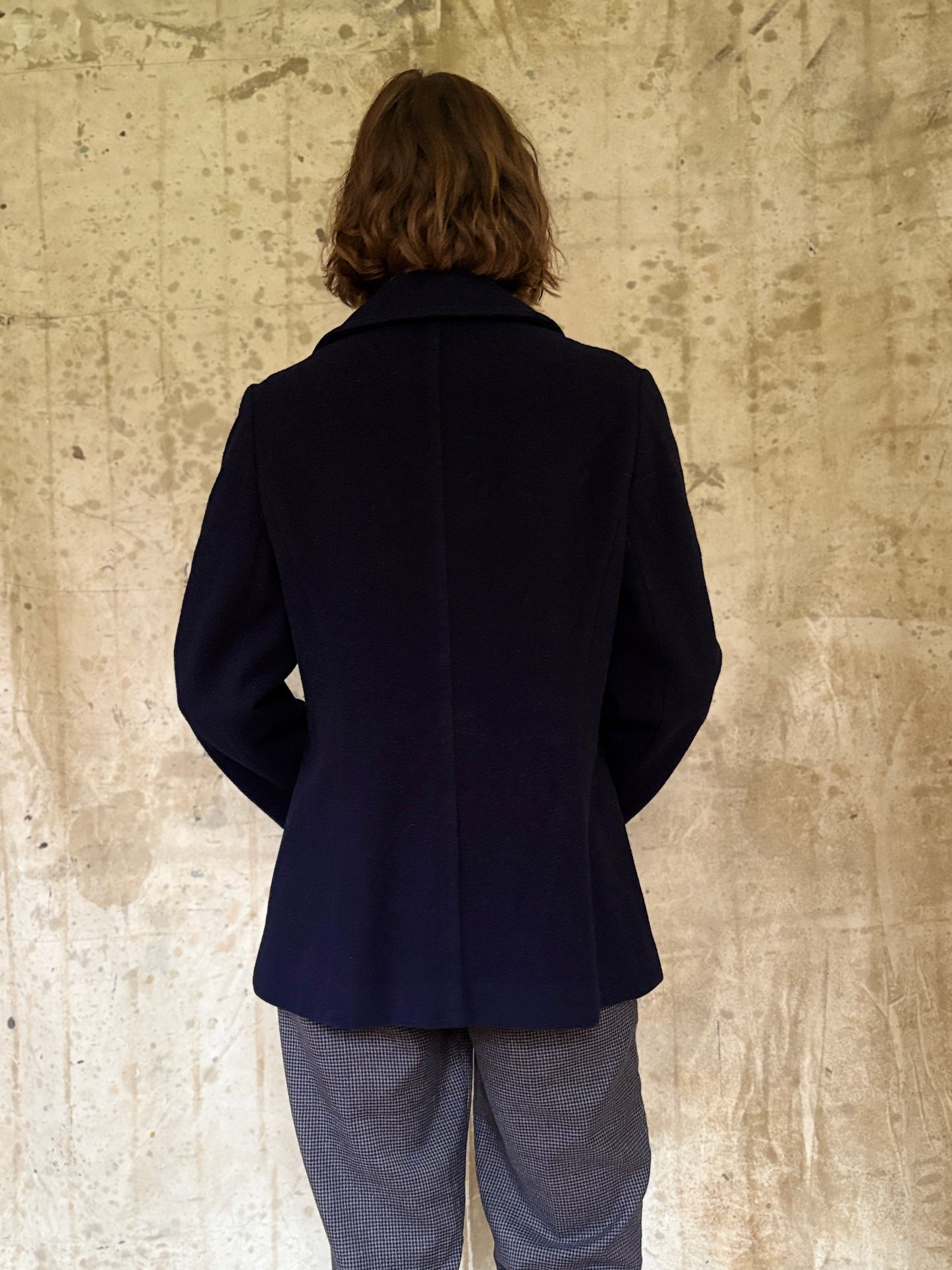 80s Navy Blue Double Breasted Peacoat