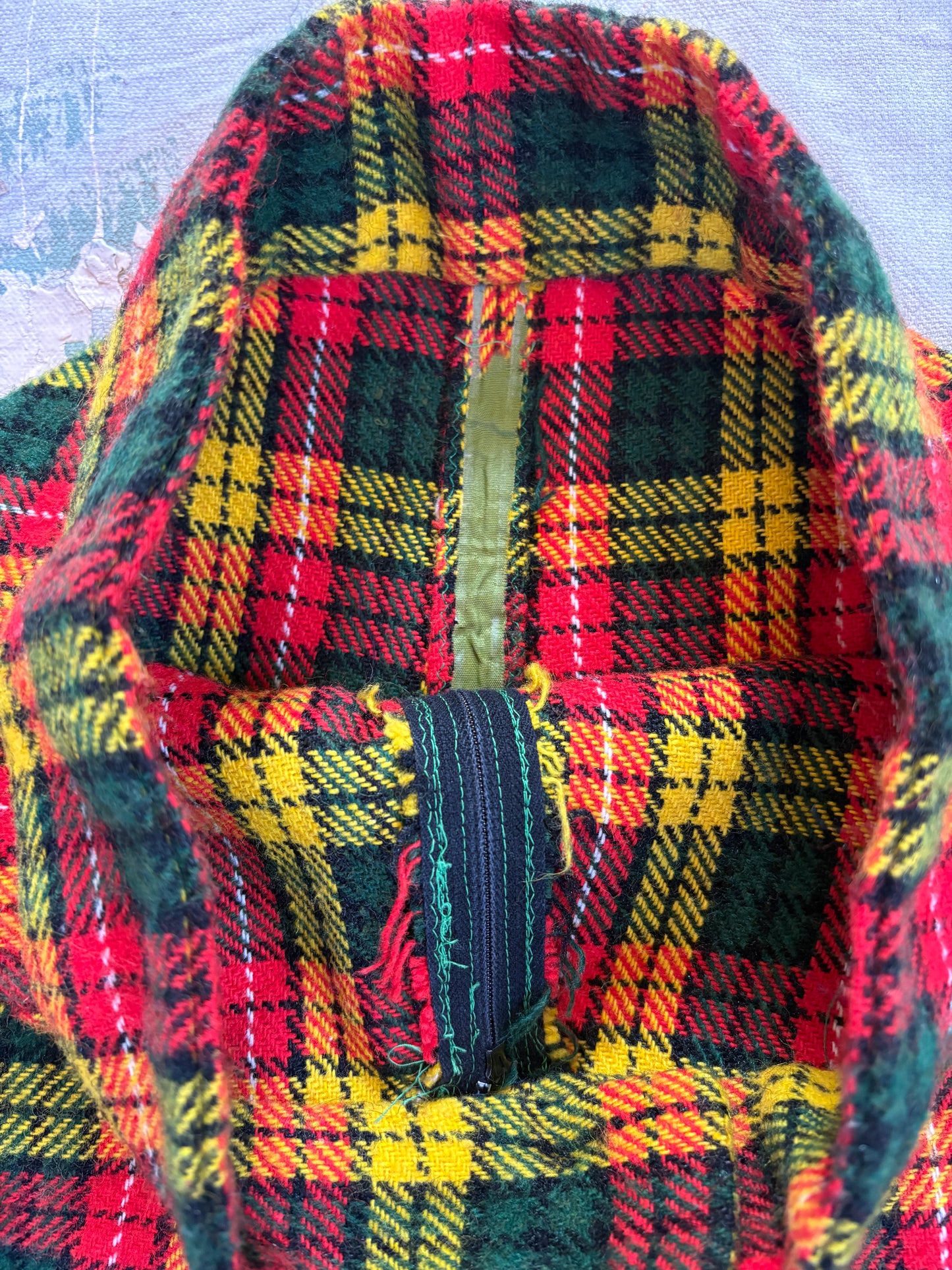 Vintage 70s/80s Handmade Plaid Vest Wide Leg Pants Set