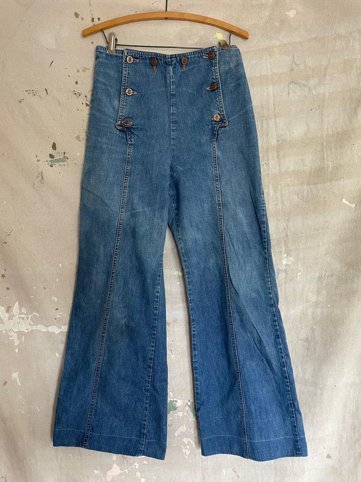70s Landlubber Flap Front Wide Leg Jeans