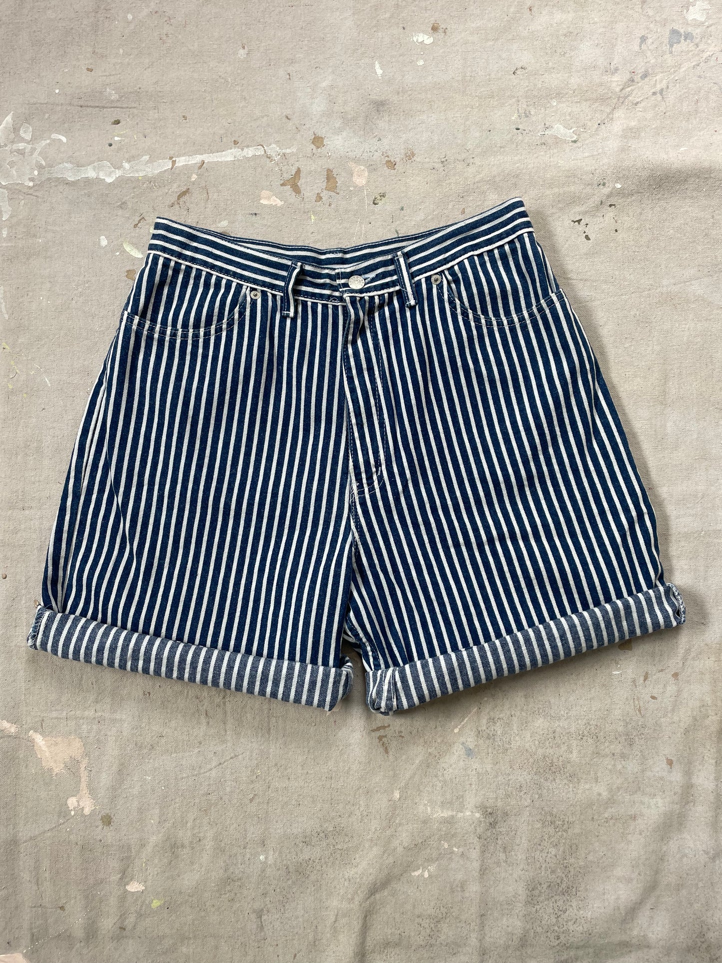 90s Striped Jean Shorts