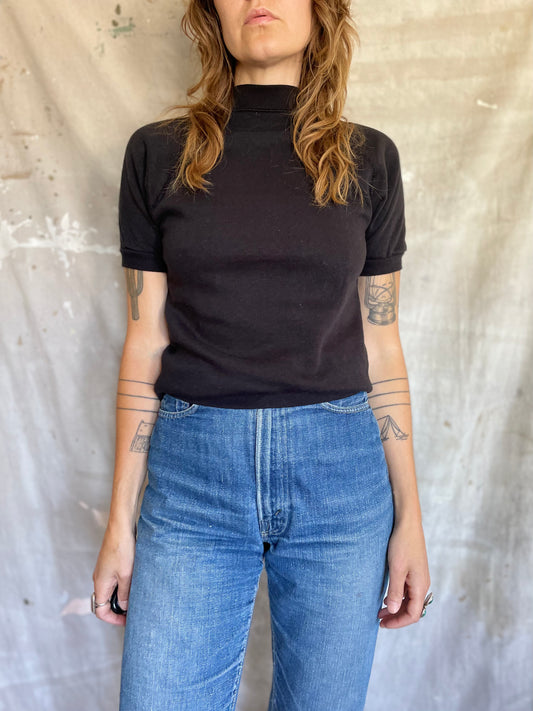 80s Blank Black Short Sleeve Sweatshirt