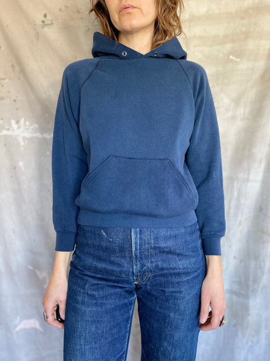 80s Blank Navy Blue Hoodie