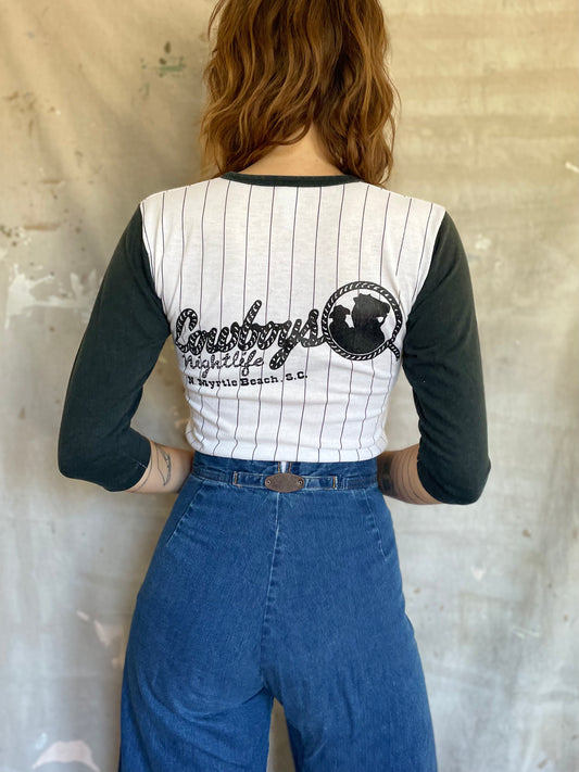 80s Cowboys Nightlife, Myrtle Beach, SC Baseball Tee