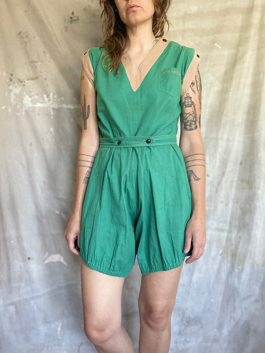 30s Teal Gym Suit Romper