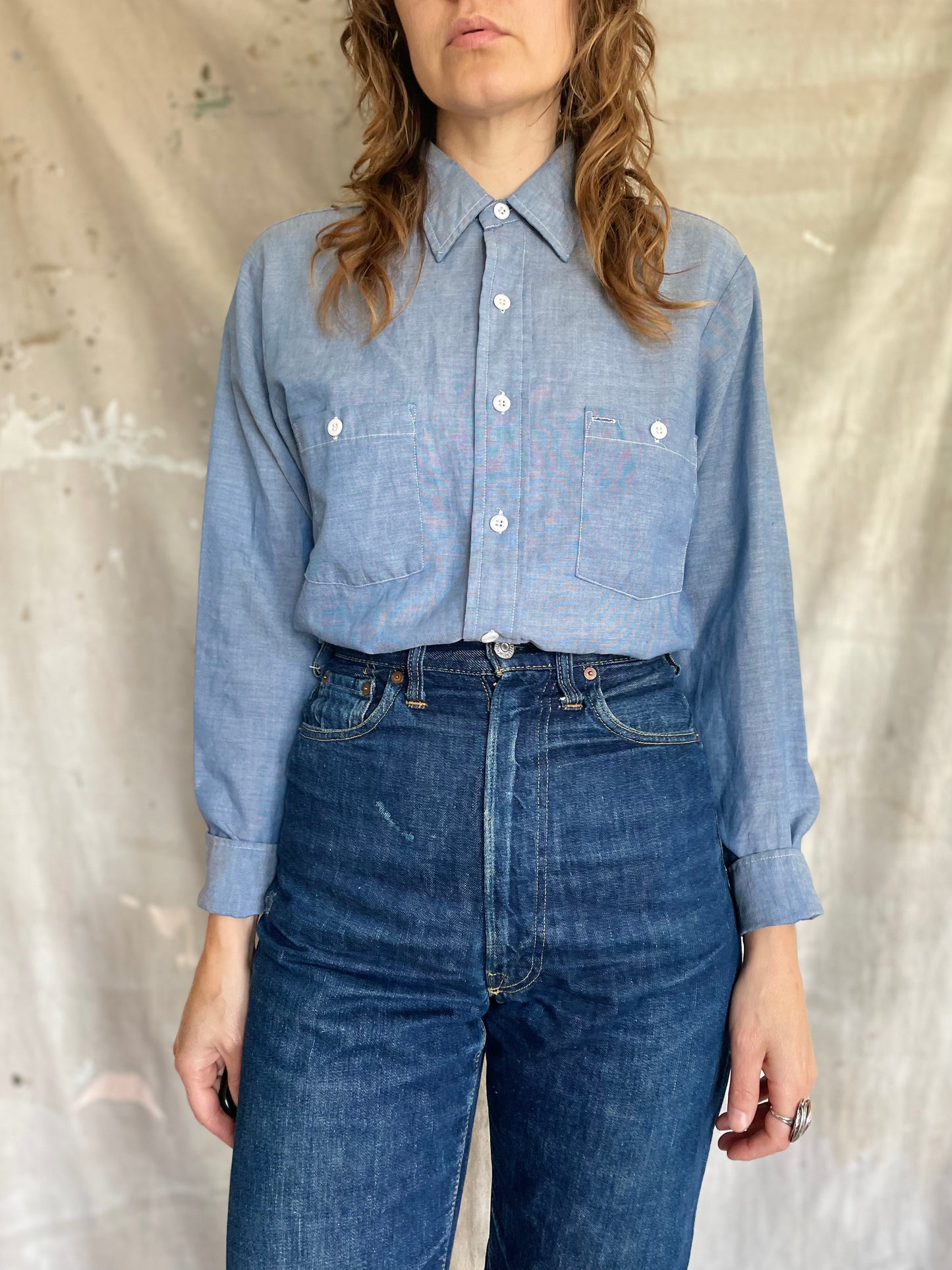 80s Chambray Button Down Work Shirt