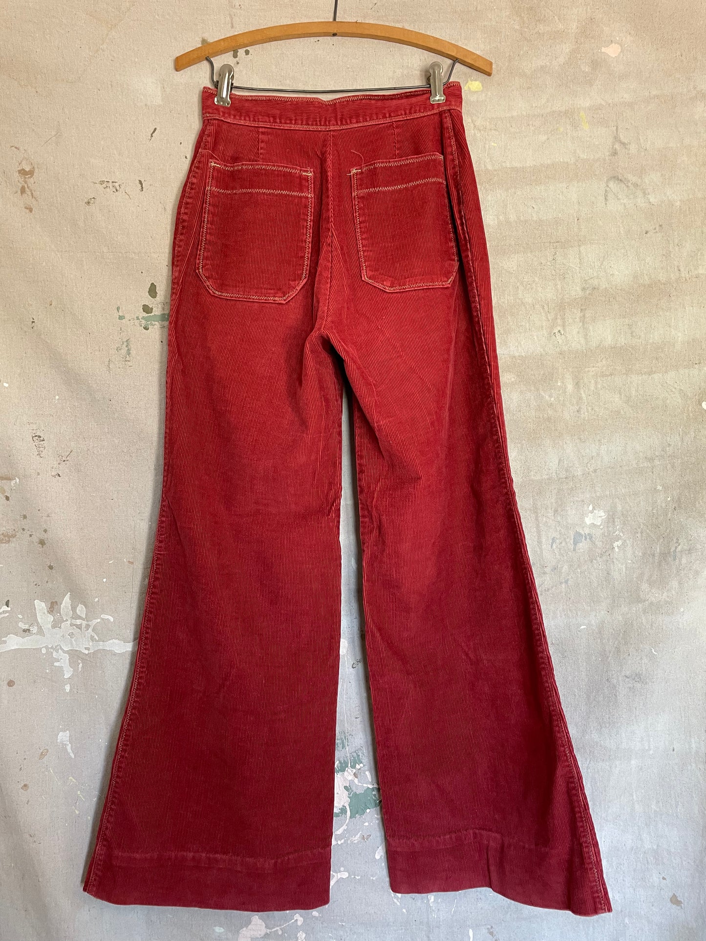 70s Brick Corduroy Wide Leg Bell Bottom Pants