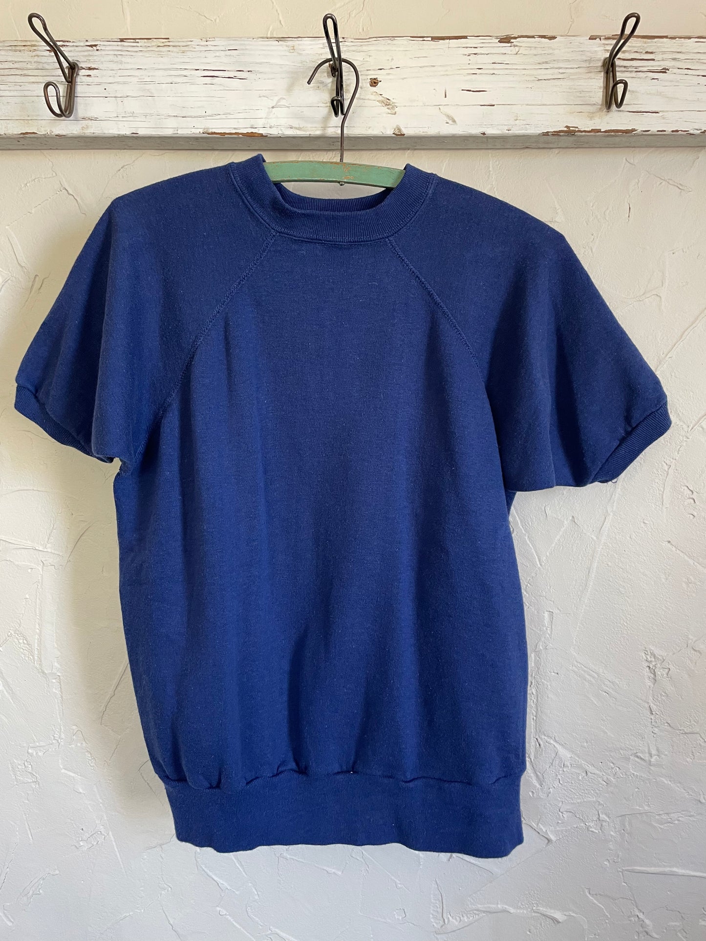 70s Blank Blue Short Sleeve Sweatshirt