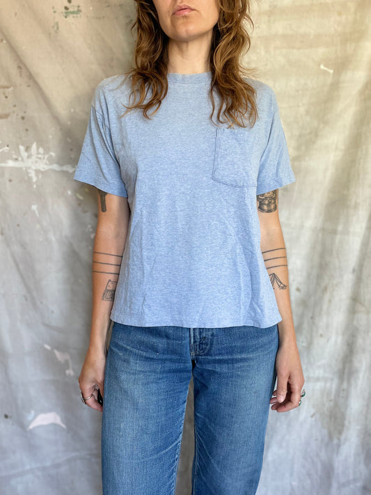 80s Baby Blue Pocket Tee