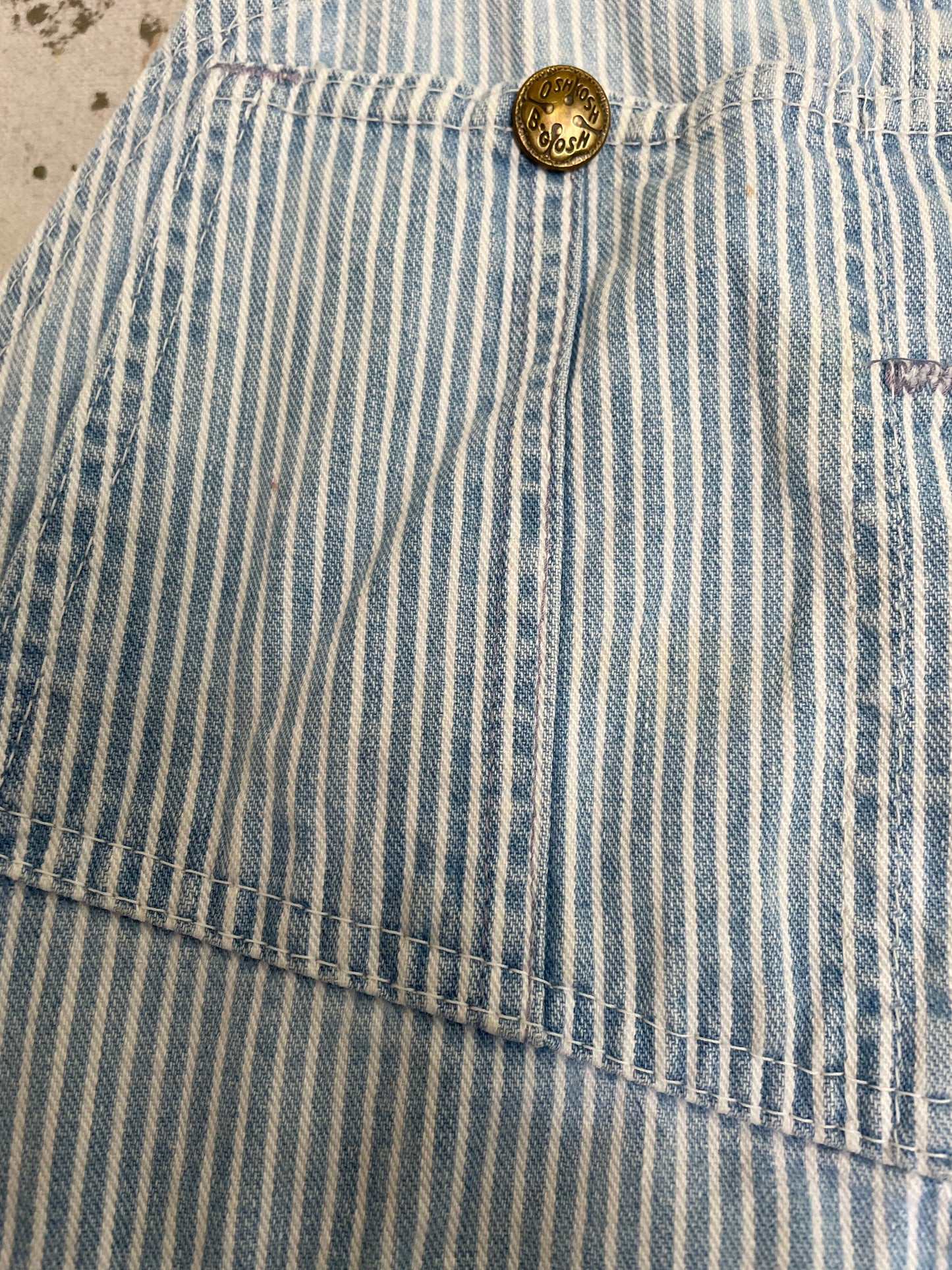 70s OshKosh Hickory Stripe Low-back Overall Shorts