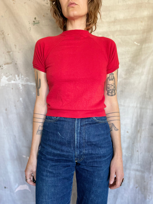 80s Blank Red Short Sleeve Sweatshirt