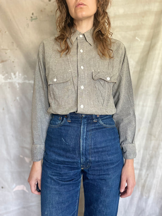 40s Salt and Pepper DeeCee Taxi-Kloth Work Shirt