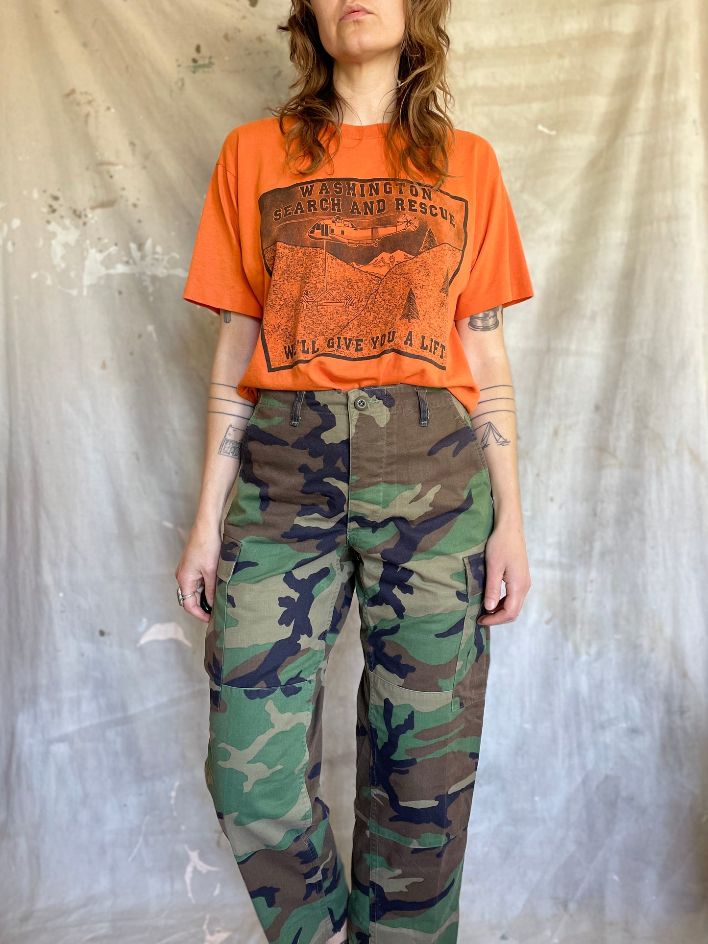 90s Woodland Camo Combat Trousers