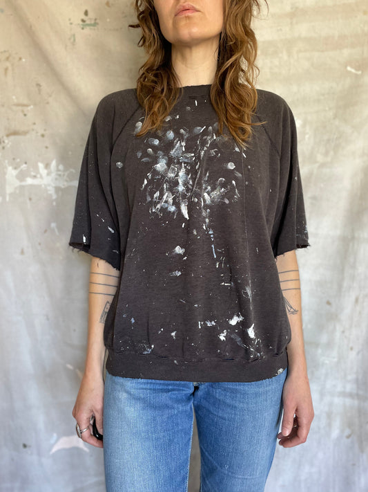 80s Black Paint Stained Sweatshirt