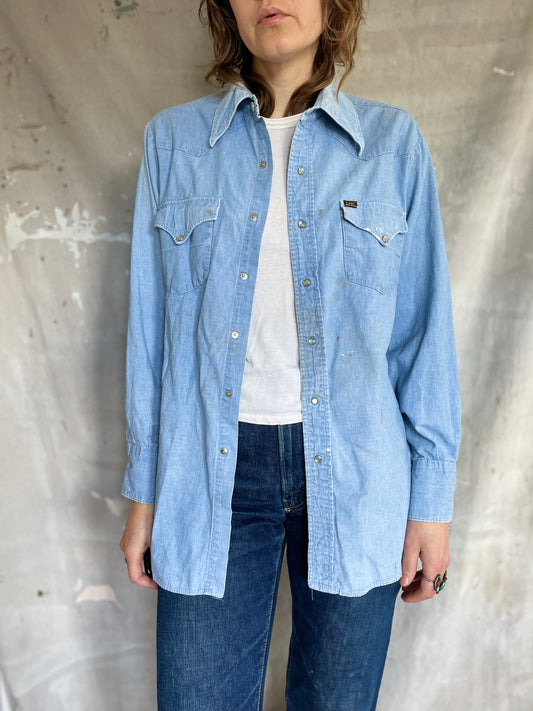 70s Lee Pearl Snap Chambray Shirt