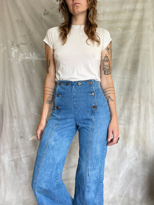 70s Landlubber Flap Front Wide Leg Jeans