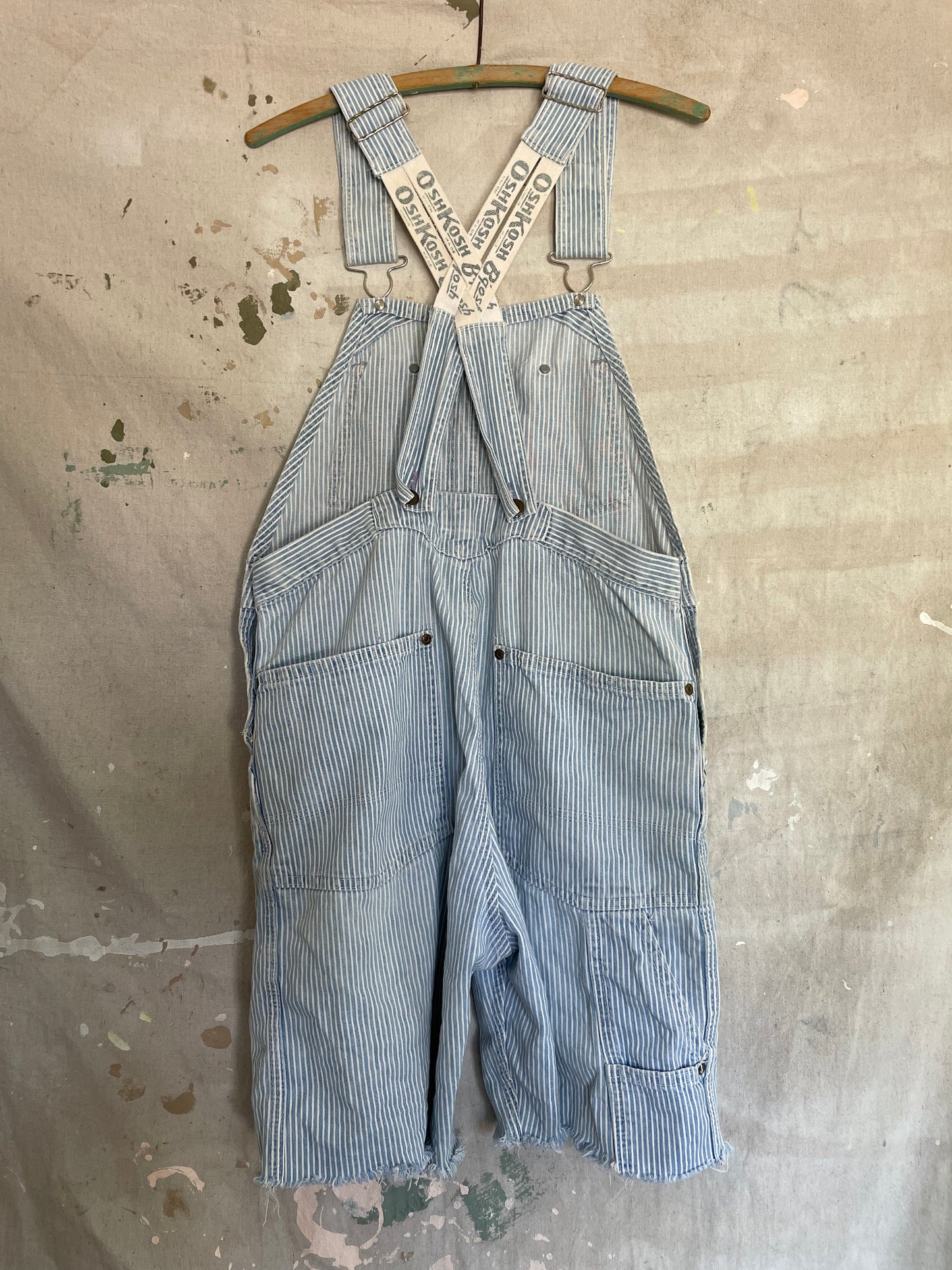 70s OshKosh Hickory Stripe Low-back Overall Shorts