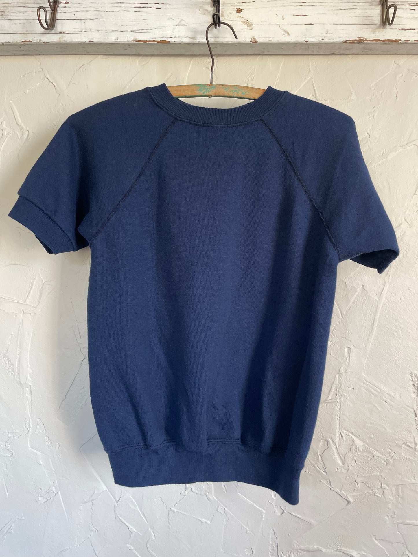 80s Blank Navy Blue Short Sleeve Sweatshirt