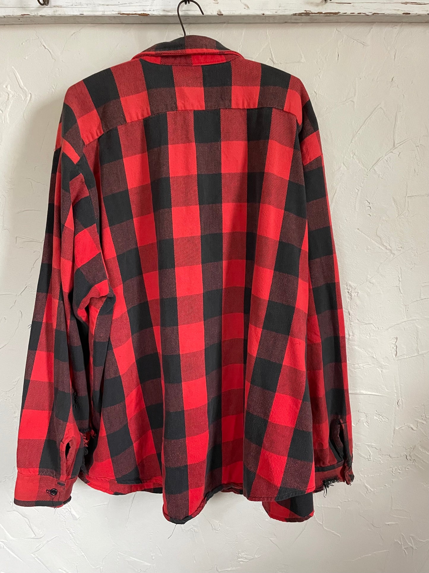 90s Thrashed Buffalo Plaid Flannel Shirt
