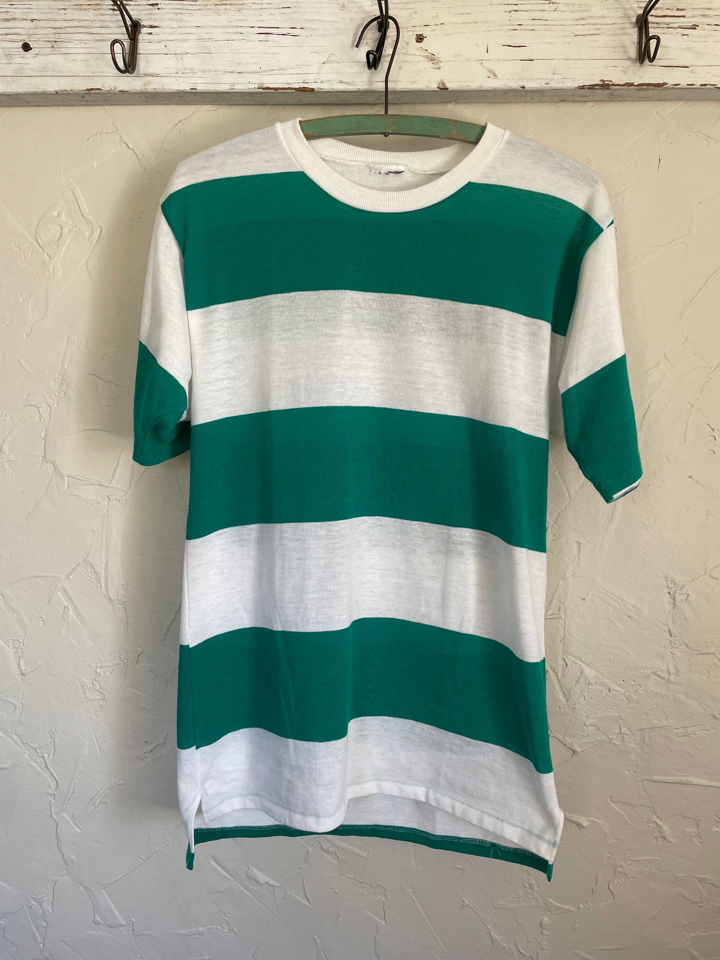 80s Green and White Striped Tee