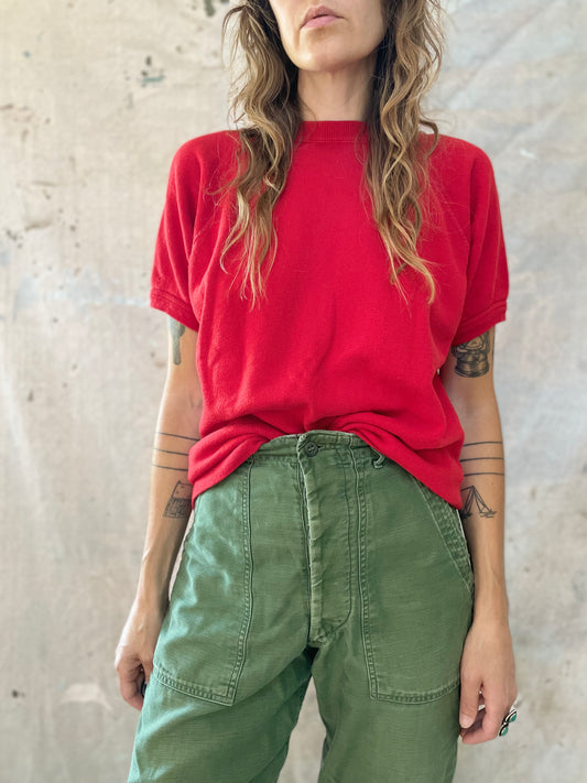 70s Blank Red Short Sleeve Sweatshirt