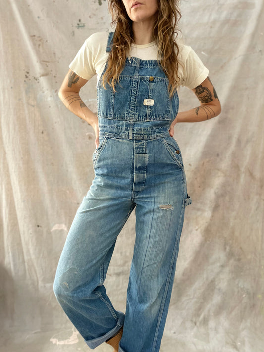 Distressed Sears Roebuck Denim Overalls