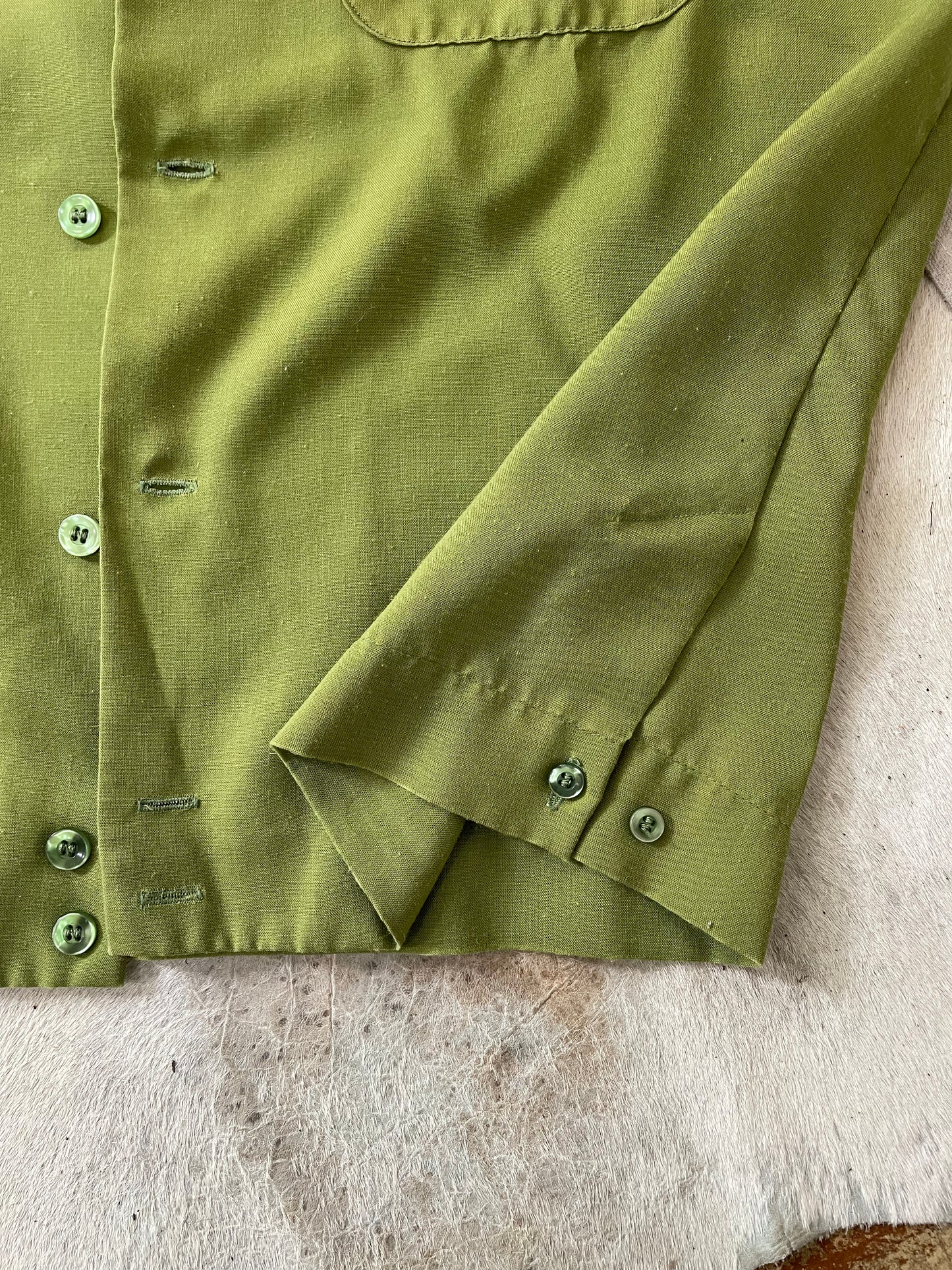 60s Avocado Green Bowling Shirt