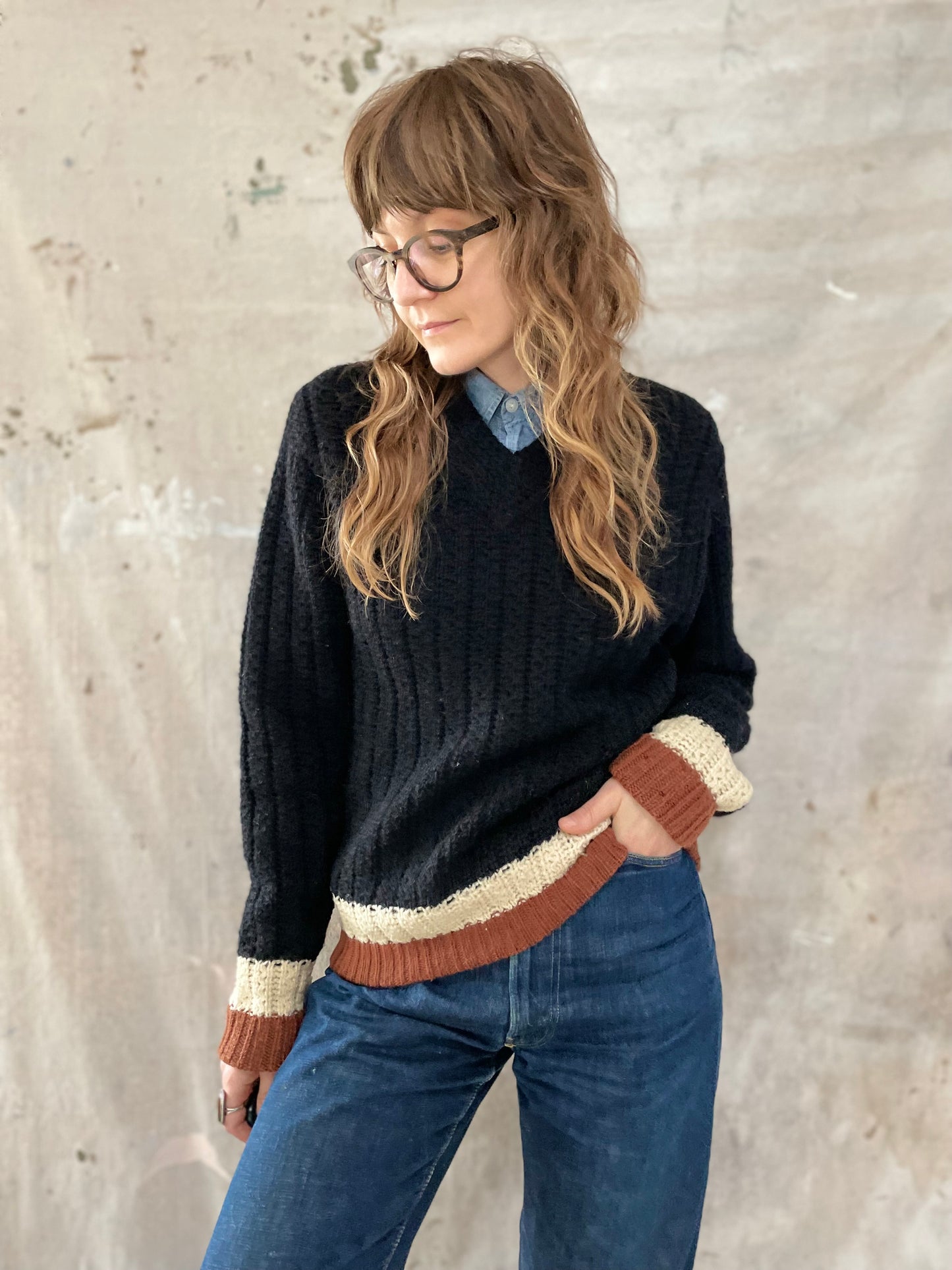 Black, Brown & Ivory Jantzen Pullover Sweater