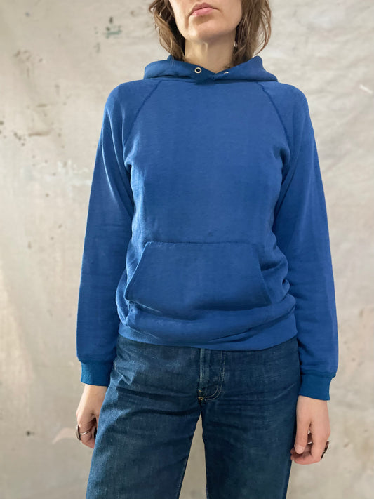80s Blank Cobalt Blue Hoodie Sweatshirt