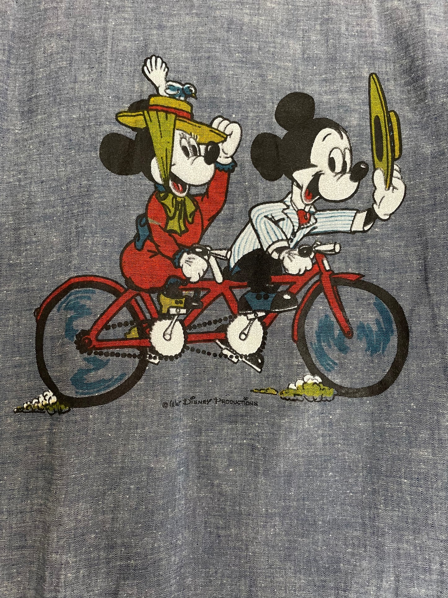 70s Mickey Mouse And Minnie Mouse Chambray Shirt