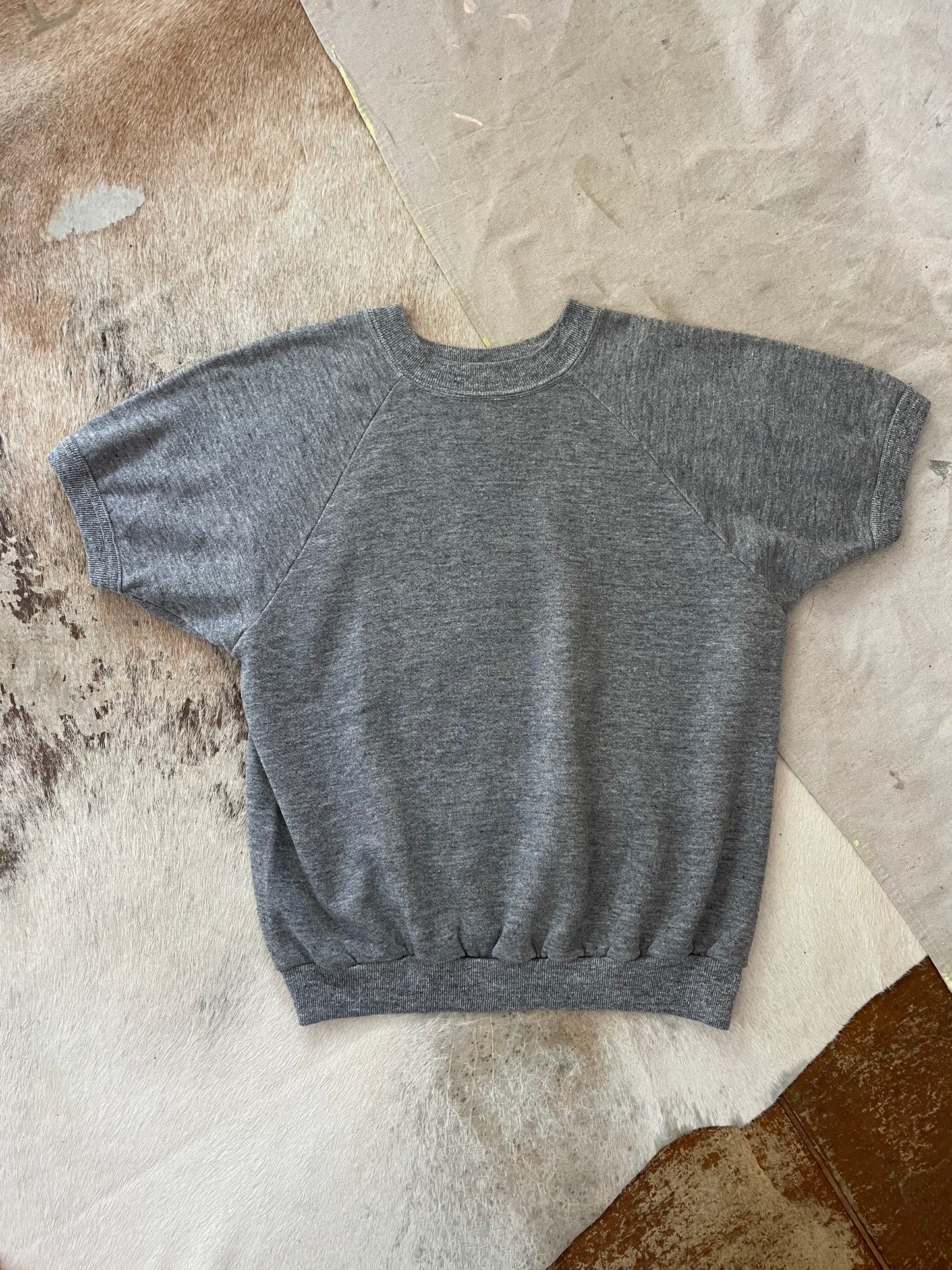 70s Blank Gray Short Sleeve Sweatshirt