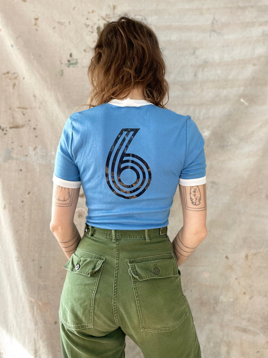 80s/90s Blue Number 6 Ringer Tee