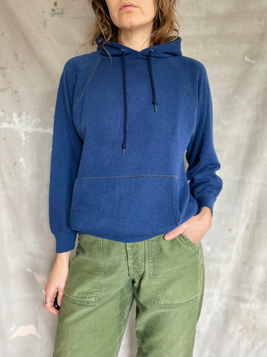 70s Blank Navy Blue Hoodie