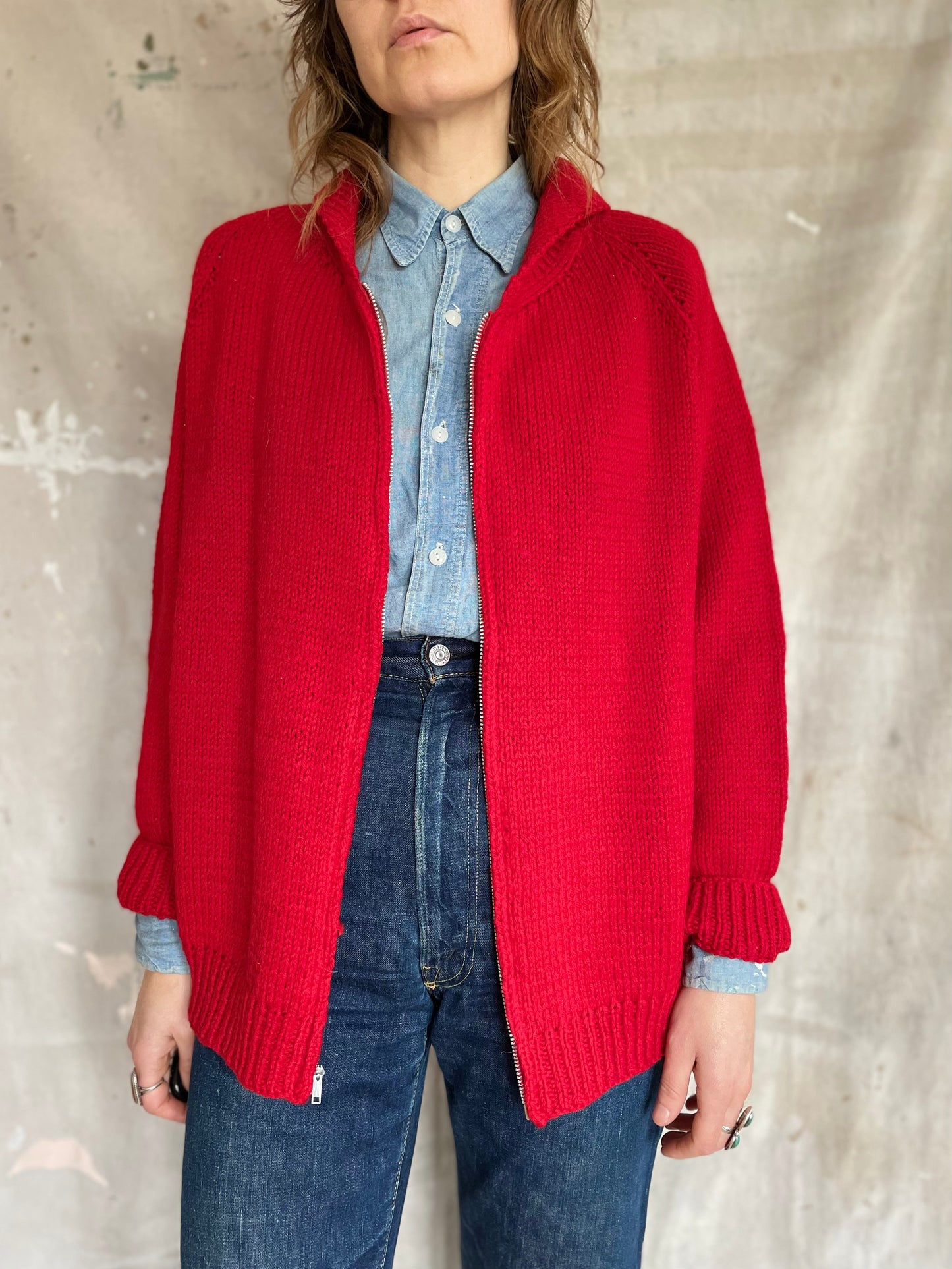 70s Handknit Red Sweater