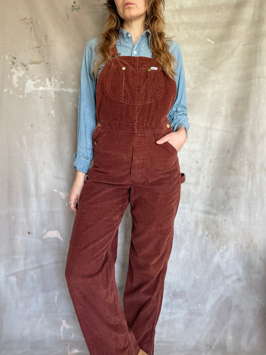 70s Brick Corduroy Lee Overalls