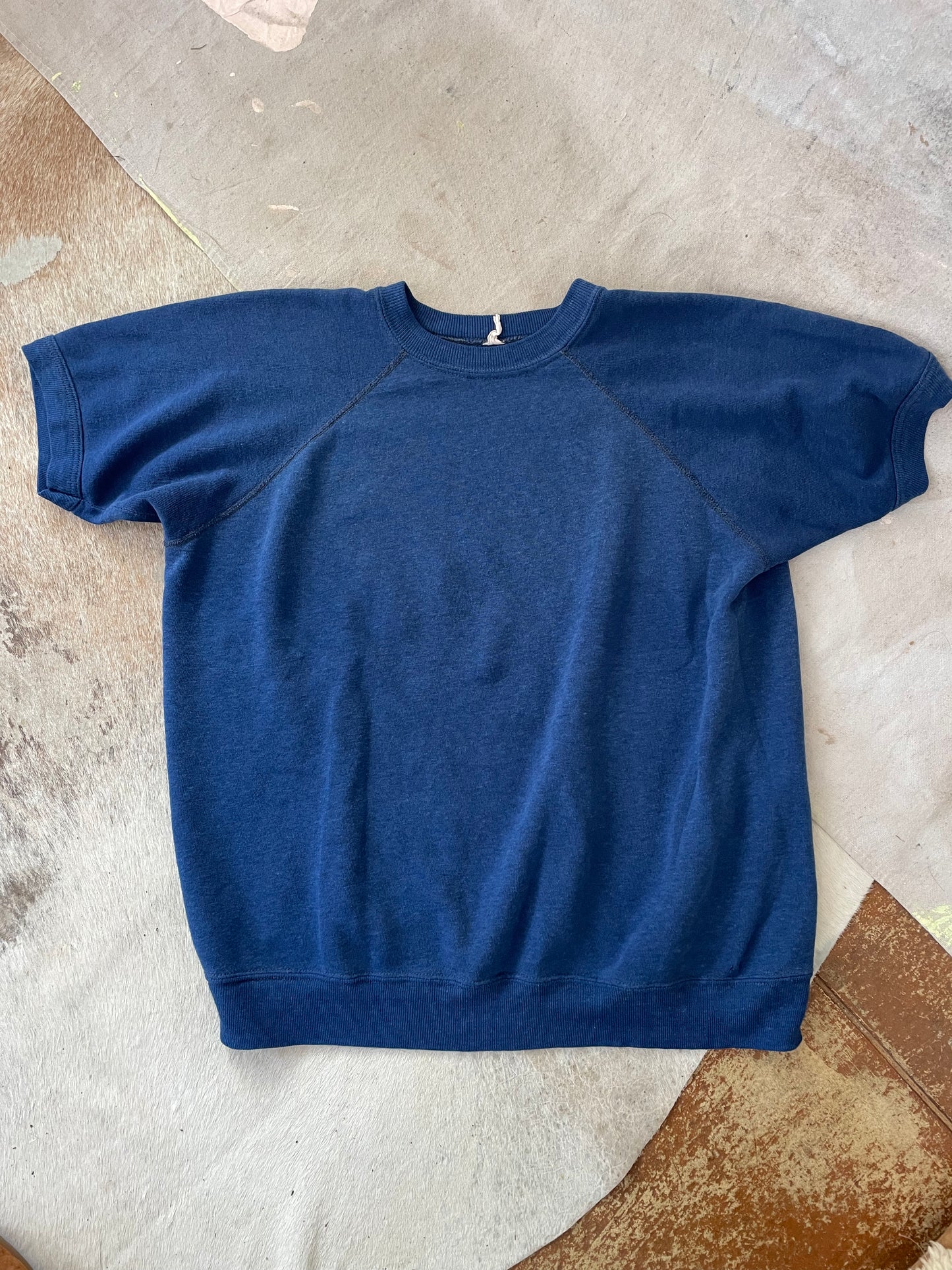 70s Navy Blue Short Sleeve Sweatshirt