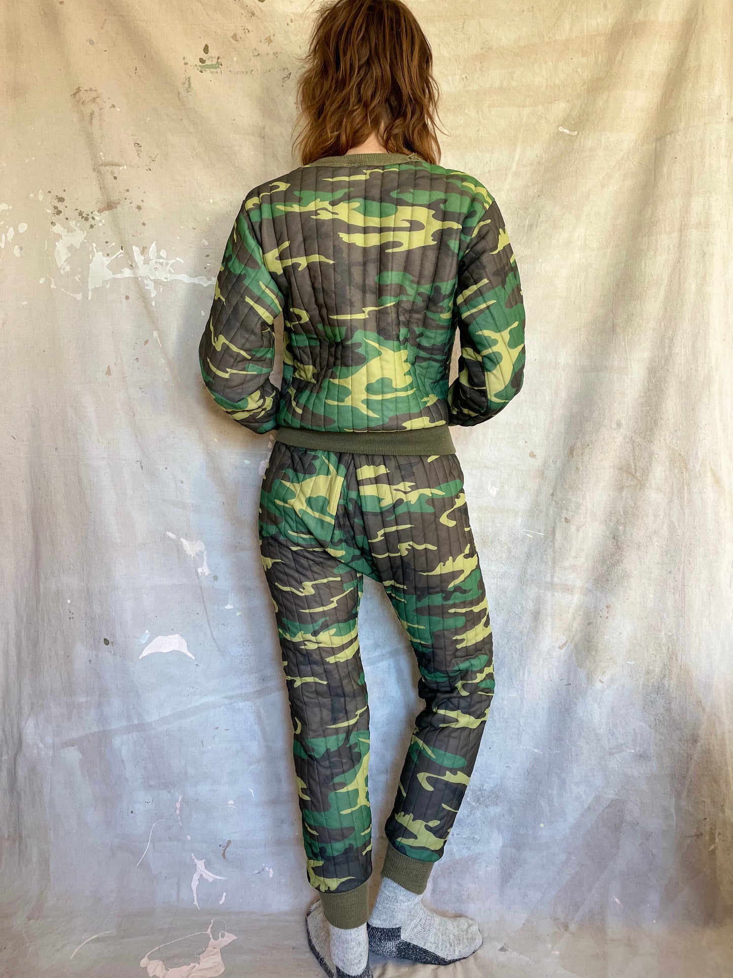 80s Camo Quilted Insulated Base Layer Set