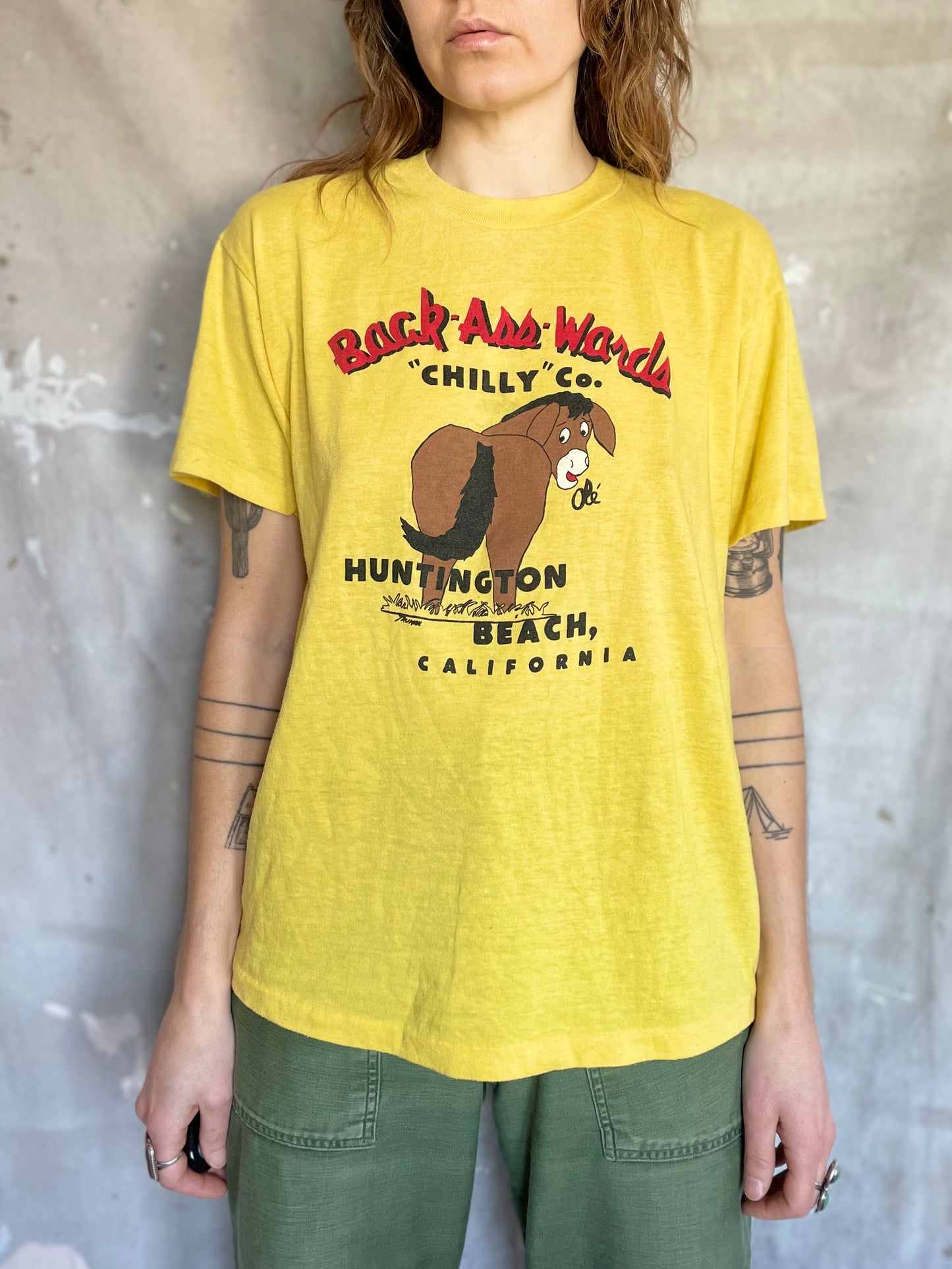 80s Back-Ass-Words Chilly Co., Huntington Beach, California Tee