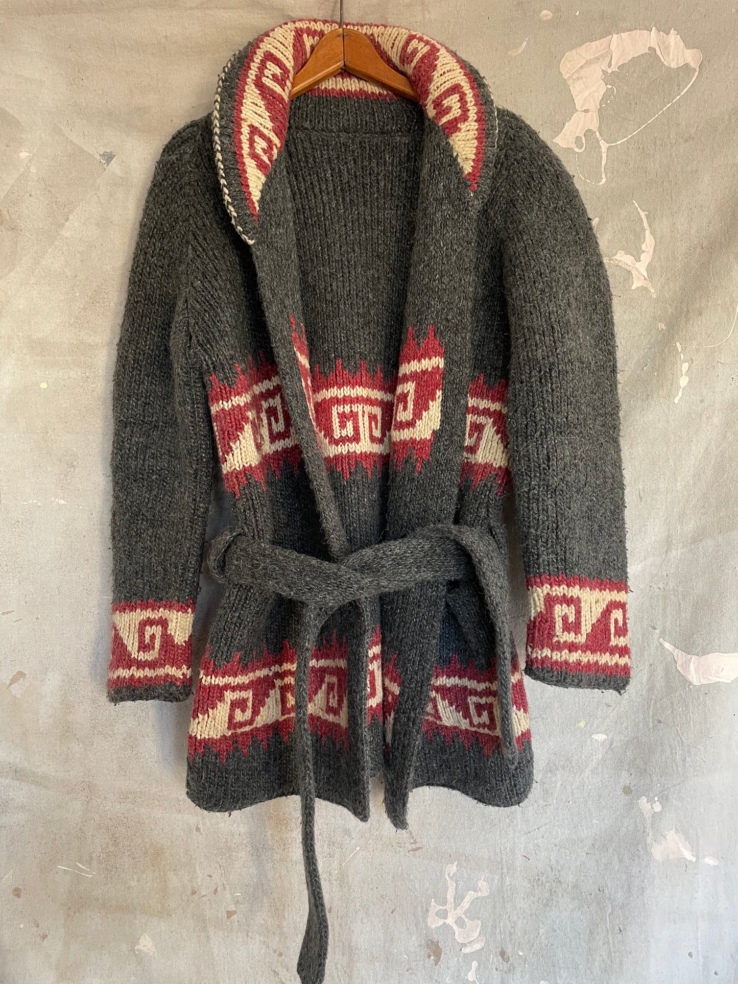 70s Shawl Collar Wrap Sweater