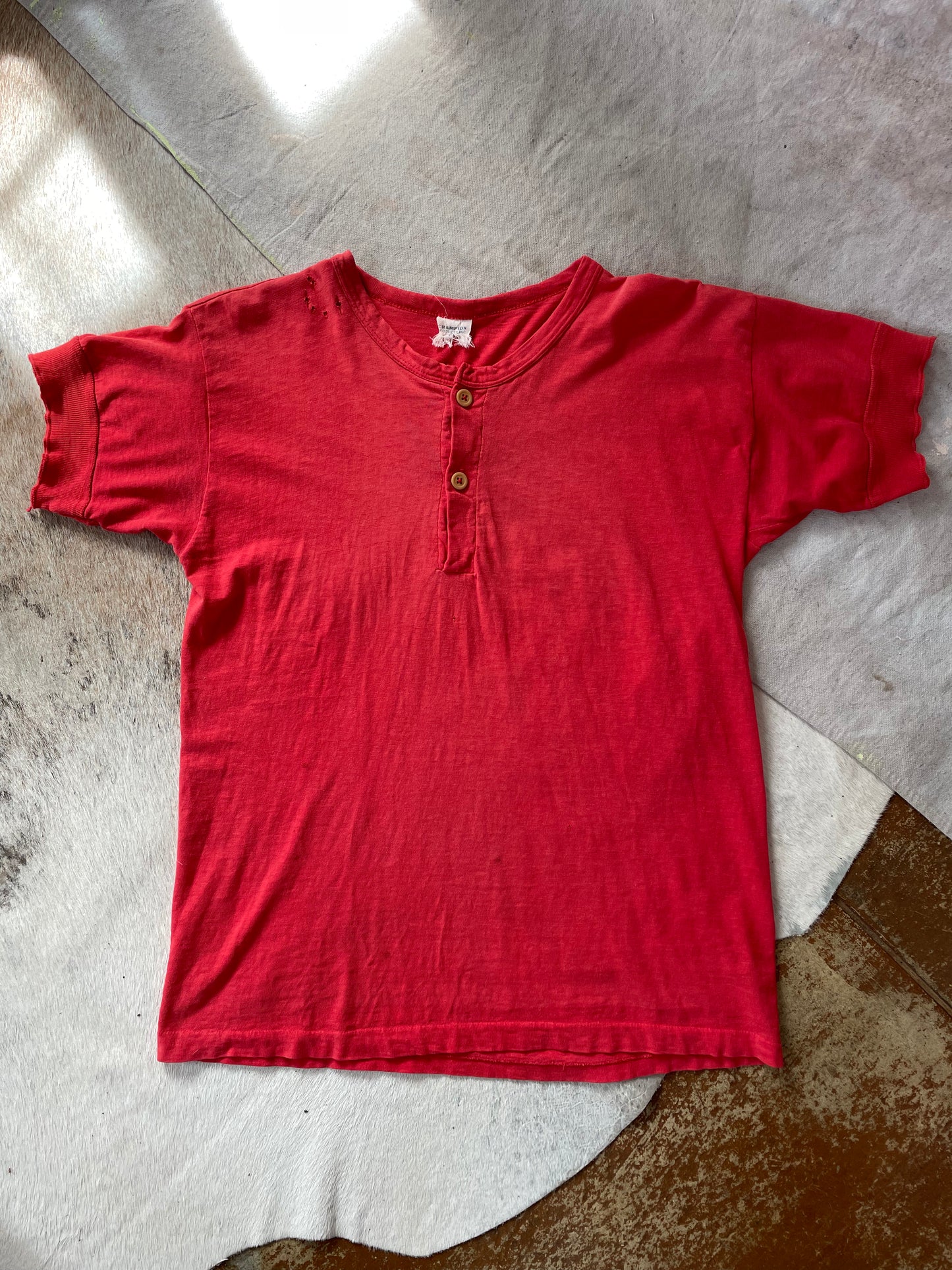 60s Champion Pale Red Henley Tee