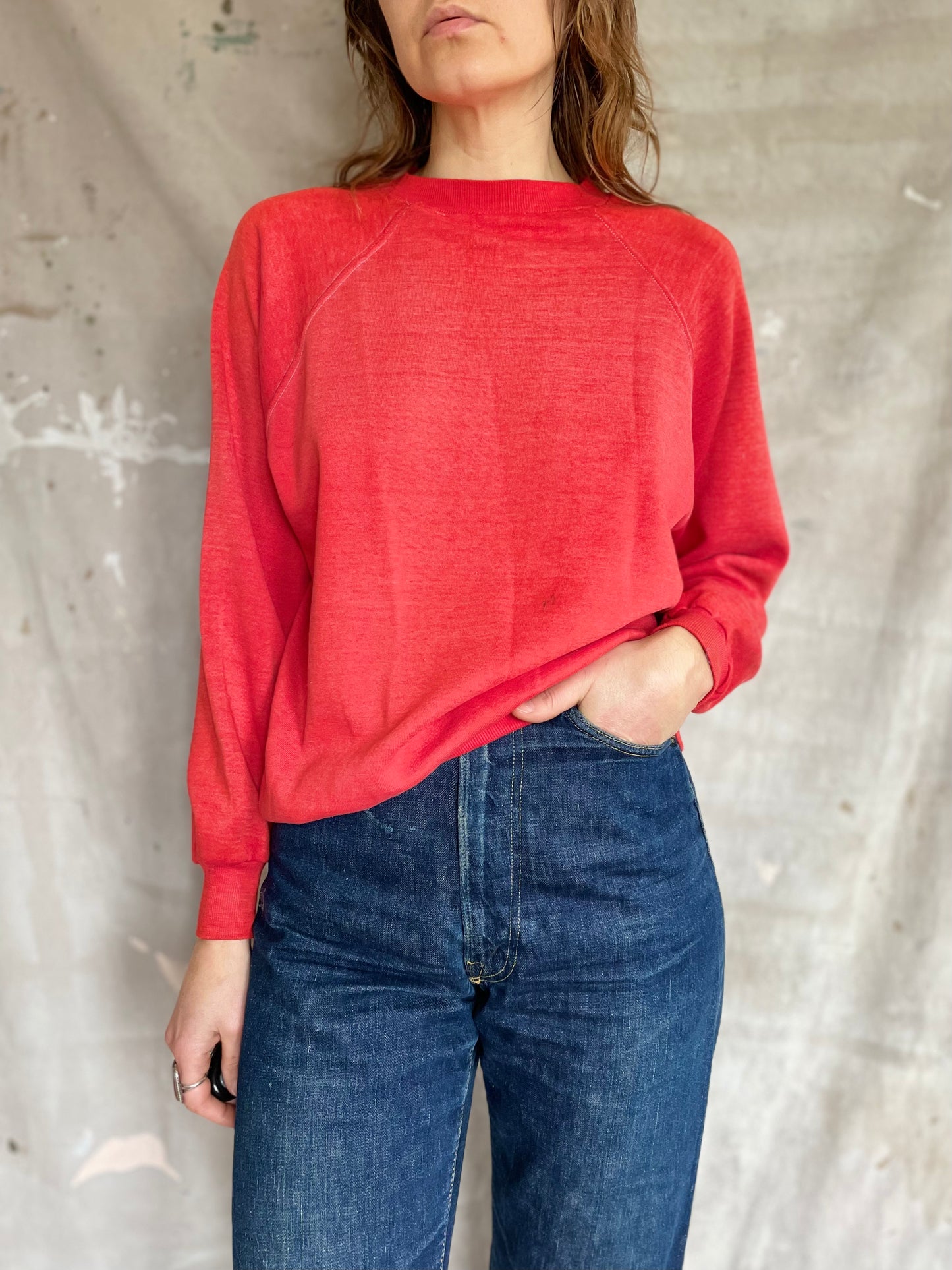 70s Blank Bright Red Sweatshirt